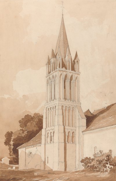 Südostansicht der Kirche von Ifs, in der Nähe von Caen, Normandie von John Sell Cotman